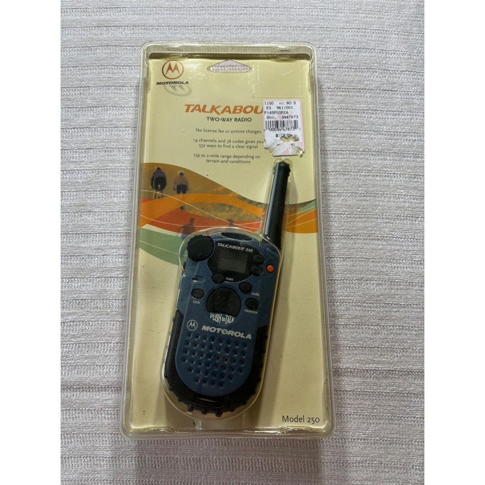 Motorola Talkabout 250 Two-Way Radio Cobalt Blue 14 Channel 2 Mile Range New